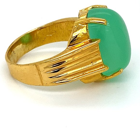 Green Cats Eye Calcite 11.25ct Solid 18K Gold Ring - Picture 3 of 6